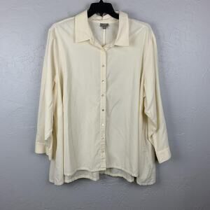 J.Jill Shirt Womens 4X Ivory Button Front Long Sleeve small wale corduroy